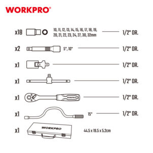 DR. SOCKET SET 24PC 1/2'' WORKPRO - Image 3