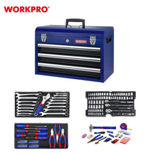 MECHANICS TOOL SET WITH 3-DRAWER HEAVY DUTY METAL BOX 408PC WORKPRO - Image 6