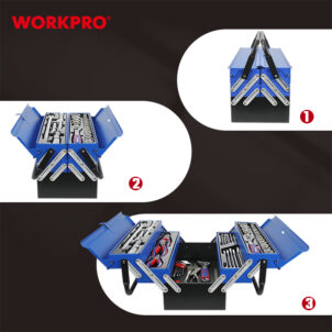 TOOL SET WITH 5-TRAY CANTILEVER TOOLBOX 93PC WORKPRO - Image 2