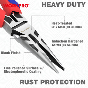 LONG NOSE PLIERS 8" CR-V WORKPRO - Image 3