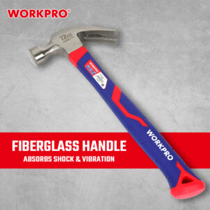 CURVED CLAW HAMMER WITH FIBERGLASS HANDLE 450G (450G (16OZ)) WORKPRO - Image 3
