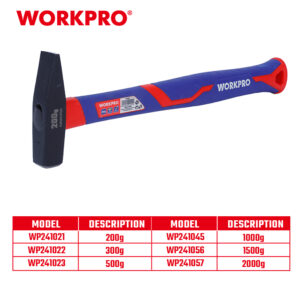 MACHINIST HAMMER WITH FIBERGLASS HANDLE 1000G WORKPRO - Image 2
