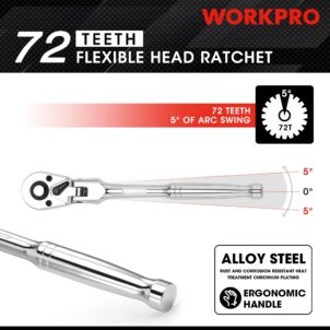 DRIVE FLEX HEAD RATCHET HANDLE 1/2" WORKPRO - Image 8