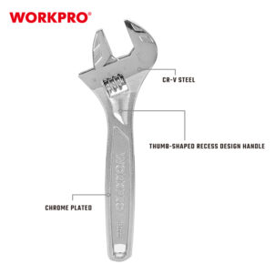 HEAVY DUTY ADJUSTABLE WRENCH 300MM (12") CR-V WORKPRO - Image 2