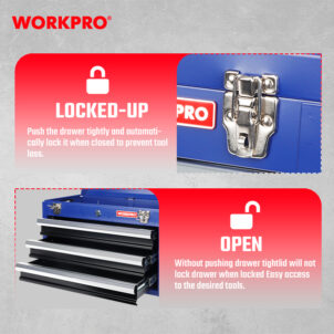 THREE DRAWER TOOLBOX, 51X26.5X35CM WORKPRO - Image 3