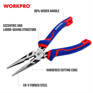 LONG NOSE PLIERS 200MM (8") CR-V WORKPRO - Image 4