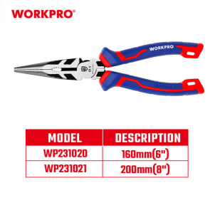 LONG NOSE PLIERS 200MM (8") CR-V WORKPRO - Image 2