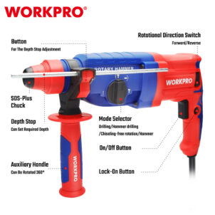 WORKPRO 26MM SDS-PLUS ROTARY HAMMER WP470400